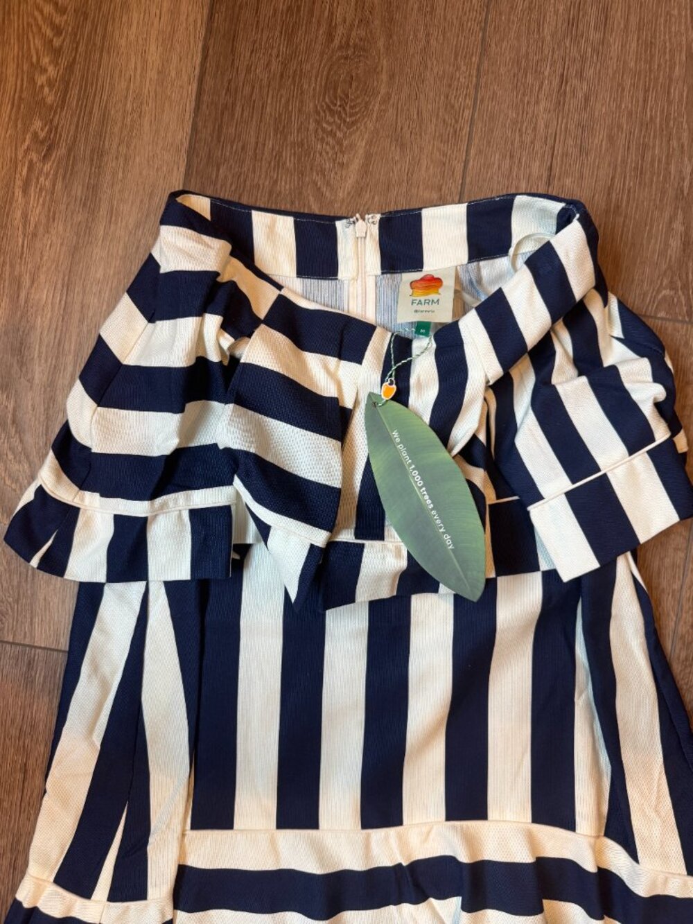Farm Rio Blue Mixed Stripes Midi Skirt - Picture 5 of 6